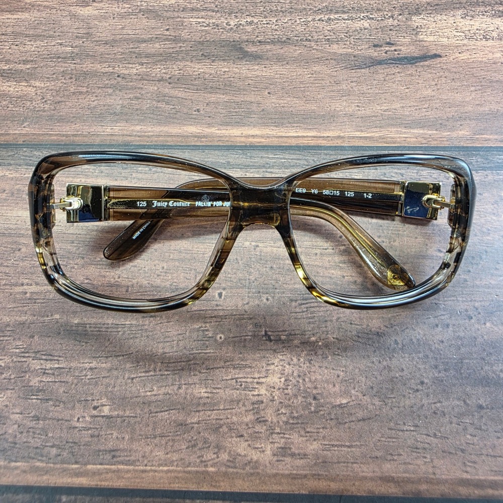 Juicy Couture Glitterati/S Brown Striped Eyeglasses EE9 Y6 58-15-125 Gold‎ Logo - Picture 6 of 8